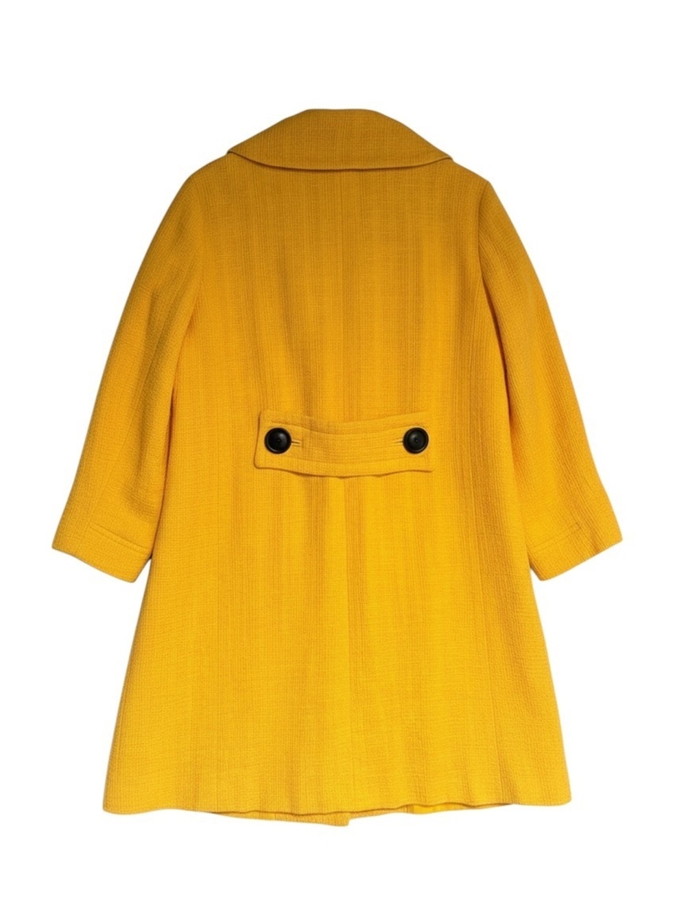 Boden Yellow Vintage Swing Coat Size US 12 Textures Mod 60s Style Large Buttons - Picture 5 of 7